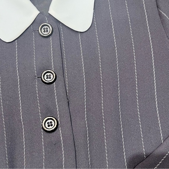 Maggie London vintage gray pinstriped Pant Suit sz 6P - Picture 9 of 13